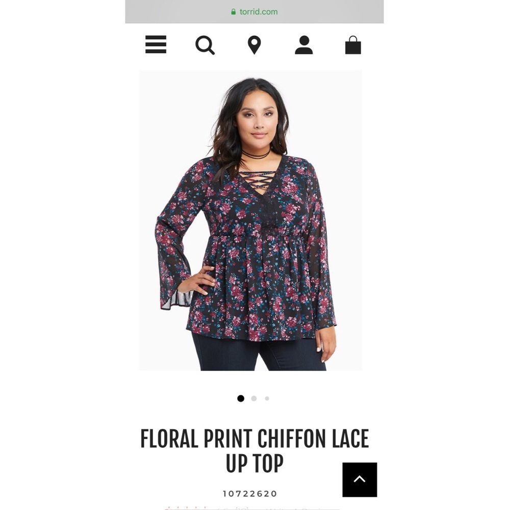 Floral Print Chiffon Lace Up Top